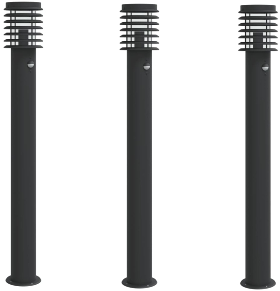 vidaXL Wegeleuchten mit Bewegungsmelder 3 Stk. Schwarz 110cm Edelstahl 4006372