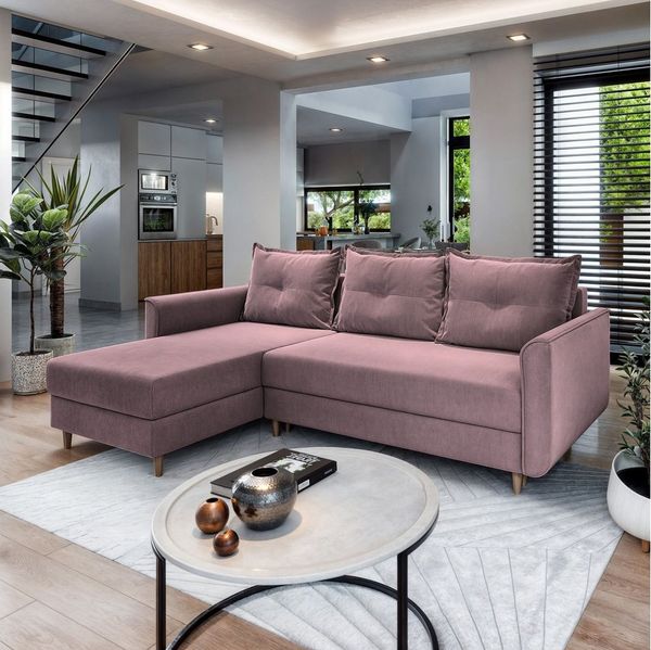 Masseno Ecksofa PISAN mit Schlaffunktion L-Form, Sofa mit Bettkasten