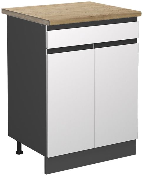 Küchenunterschrank R-Line Weiß 60 cm J-Shape, AP Eiche Vicco