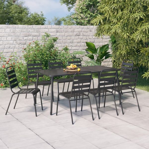 vidaXL 9-tlg. Garten-Essgruppe Anthrazit Stahl 3187994