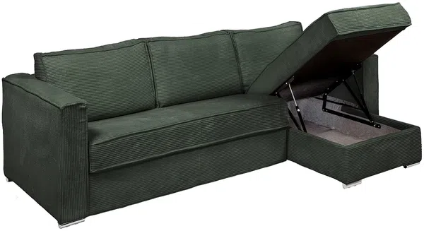 Vente-unique - LORETO Sofa SamtStoff Grün - B 223 cm152 cm x H 90 cm x L 298 cm Bild 4