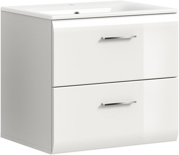 Waschtisch-Set >Ice< in Weiß / Weiß Hochglanz - 60x55x46cm (BxHxT)