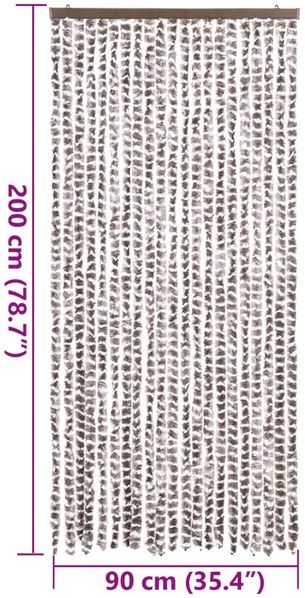 vidaXL Fliegenvorhang Taupe und Weiß 90x200 cm Chenille 377404 Bild 7