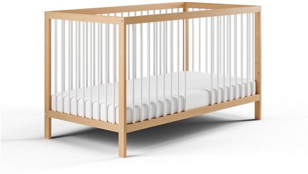 Babybett Kinderbett Gitterbett 60x120 & 70x140 cm höhenverstellbar & herausnehmbare Sprossen, optional mit Schublade und Matratze | 70x140 cm Buchenholz Natur-weiß sehr stabil Made in Europe Bild 3