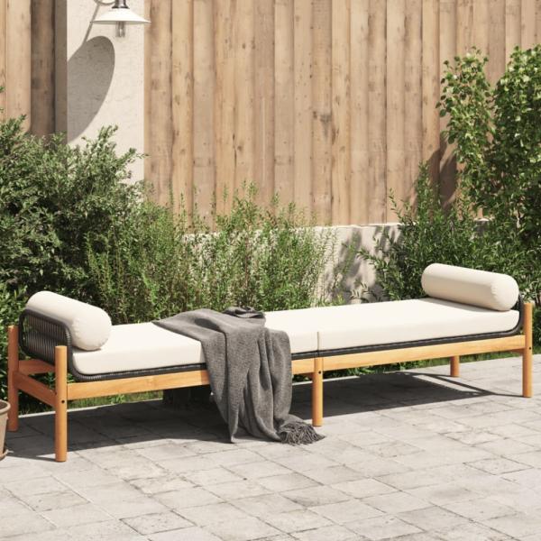 vidaXL Gartenbank mit Kissen Schwarz Poly Rattan Akazie 366299