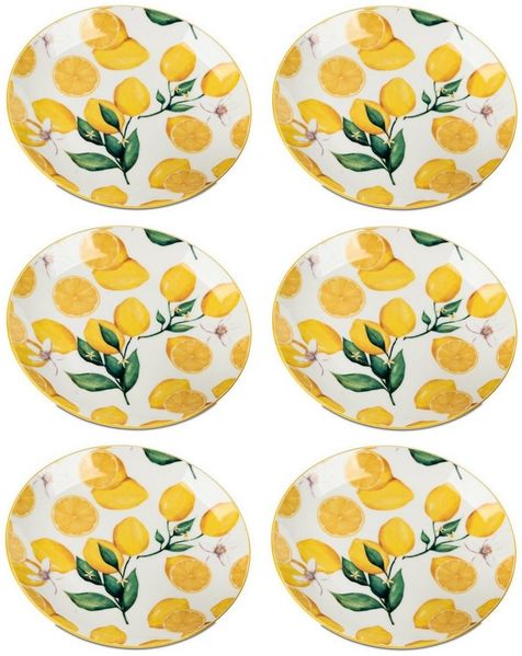 formano Frühstücksteller Fresh Lemon, Spülmaschinengeeignet, Weiß, Zitronen, H: 2cm