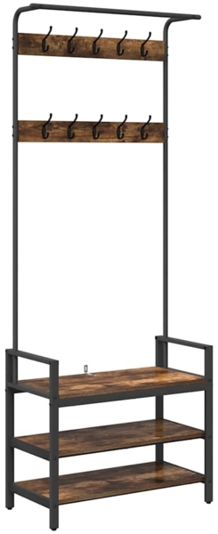 vidaXL Garderobenständer mit Regal Geräucherte Eiche 75 x 34 x 184 cm 879955