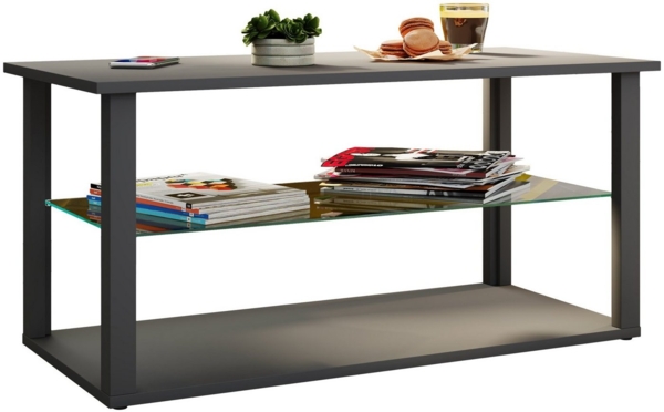 VCM Beistelltisch & Couchtisch Wanilo 919459 Anthrazit H. 45 x B. 95 x T. 45 cm