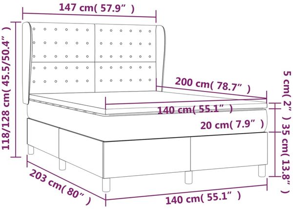 Boxspringbett mit Matratze Stoff Dunkelbraun 140x200 cm Bild 7