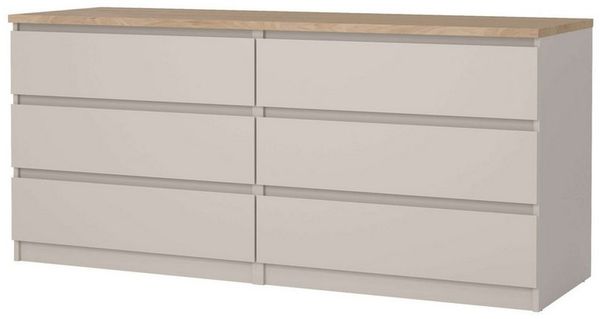 INOSIGN Kommode Naia, Aufbewahrung, 6 Schubladen, grifflose Front, viel Stauraum, Modern, skandinavisches Design, in mehrere Farben, Metallgleiter