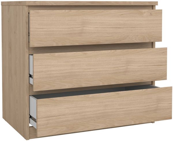 Dmora Kommode Artic, Mehrzweckkommode, Schlafzimmerkommode, Schrank mit Schubladen, 77x50 h70 cm, Eiche Bild 4