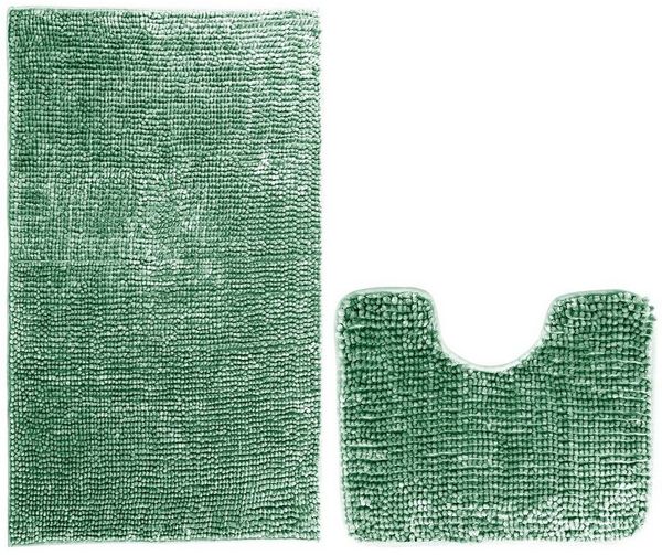 Restilo Badematte Badematte Badteppich Badvorleger Duschvorleger WC Vorleger rutschfest, rutschhemmend beschichtet, Set, Polyester, Rechteckig, Matte + WC Vorleger, BxL 50x80 cm und BxL 40x50 cm