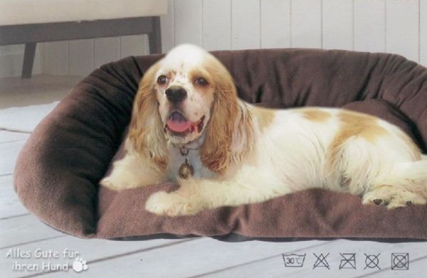 Hundebett, Fleece, Braun, 100 x 65 x 15 cm