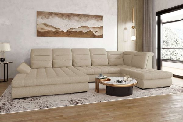 99rooms Toscana Wohnlandschaft Velours VOGUE Creme Links