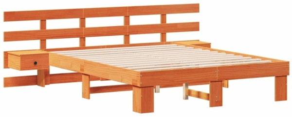 vidaXL Bettrahmen mit Kopfteil Braun 150 x 200 cm Massives Kiefernholz 3385687