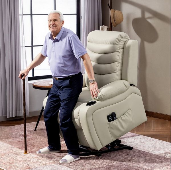HOMCOM Relaxsessel Elektrisch Massagesessel Liegefunktion (Fernsehsessel, 1-St, TV Sessel), elektrisch verstellbar, Aufstehhilfe, Massagefunktion