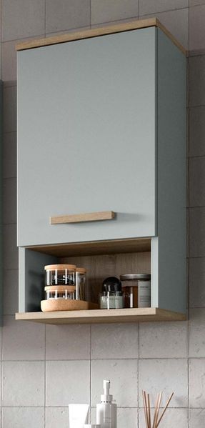 Badezimmer Hängeschrank Luna in grün und Eiche 34 x 68 cm