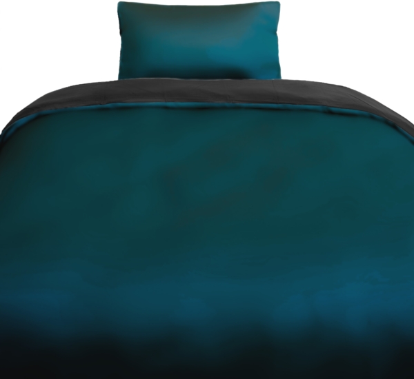 Einfarbige Wendebettwäsche 100% Baumwolle Satin mit Reißverschluss für Einzel- und Doppelbett Petrol/Anthrazit 155 x 220 cm + 80 x 80 cm