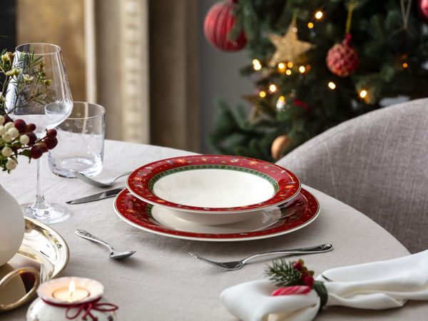 Villeroy & Boch Teller-Set Toy's Delight Specials Suppenteller rot 23cm Set6, Premium Porcelain