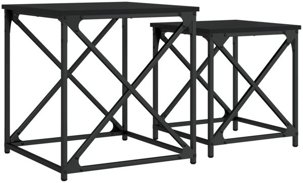 Couchtische, Sofatische 2 Stk. Schwarz Holzwerkstoff