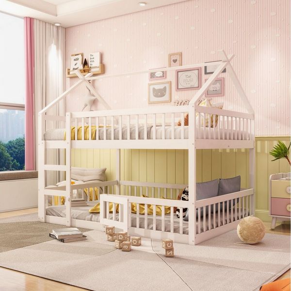 REDOM Etagenbett Jugendbett, Kinderbett mit Treppe, Loft Design (Etagenbett-Rahmen 140x200 cm), ohne Matratze