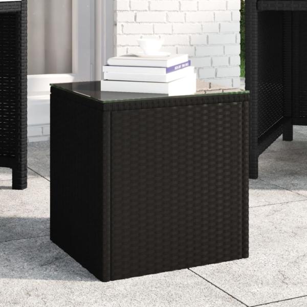 vidaXL Beistelltisch Schwarz 40x37x40,5 cm Poly Rattan und Hartglas 319388