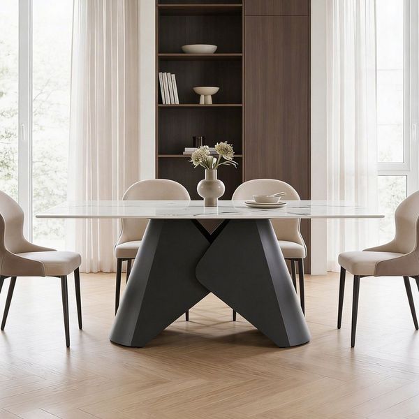 IDIMEX Esstisch LAZIO, Design Tisch 180x90 cm in Marmor-Optik aus Keramik und Metall Schwarz/
