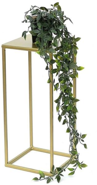 DanDiBo Blumenhocker Metall Gold Eckig S 42 cm Blumenständer Beistelltisch 96406 Blumensäule Modern Pflanzenständer Pflanzenhocker