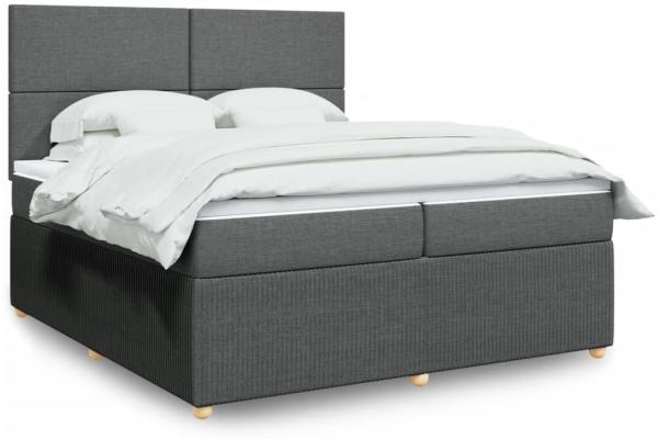 vidaXL Boxspringbett mit Matratze Dunkelgrau 200x200 cm Stoff 3294457