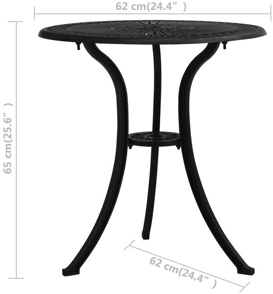 Gartentisch, Beistelltisch, Balkontisch Schwarz 62x62x65 cm Aluminiumguss Bild 6