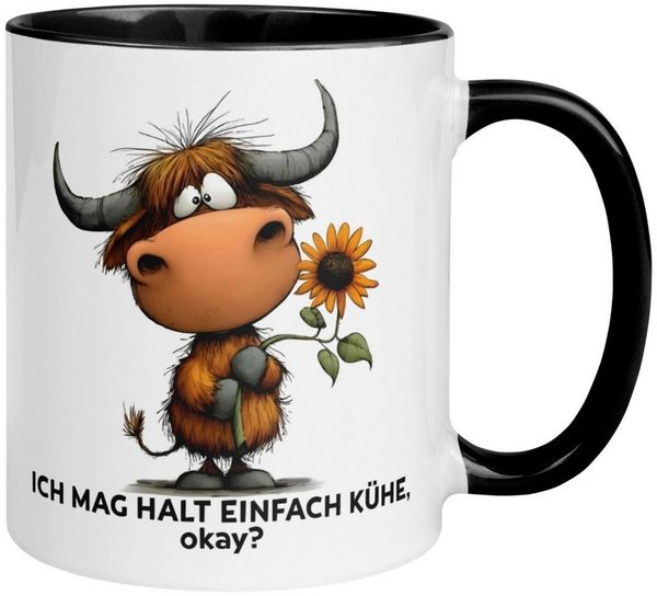 Momentals Tasse Kuh – „Ich mag halt einfach Kühe - okay“ – lustiges Geschenk Landwirt, Gratis Versand · Links-&Rechtshänder · Spülmaschinenfest