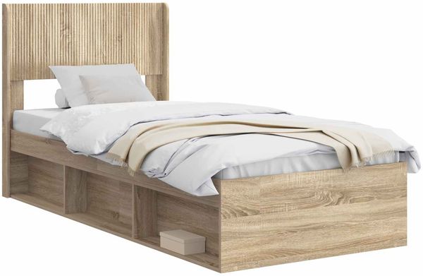 vidaXL Bettgestell mit Stauraum und Kopfteil Sonoma-Eiche 75 x 190 cm 3414269 Bild 2