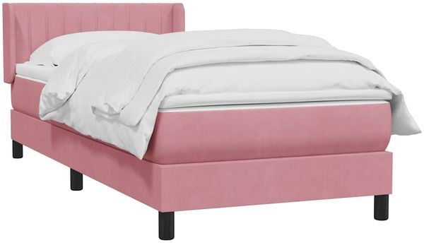 vidaXL Boxspringbett mit Matratze Rosa 90x220 cm Samt 3318314 Bild 4