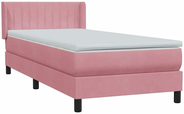 vidaXL Boxspringbett mit Matratze Rosa 90x220 cm Samt 3318314 Bild 2