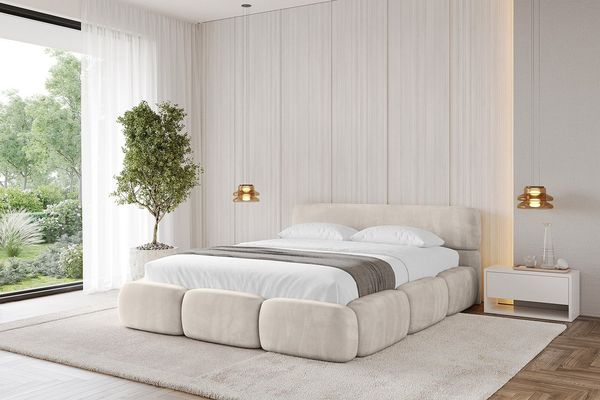 ALTDECOR Polsterbett ELVA-v1 (Polsterbett mit Bettkasten und Lattenrost, Boxbett ohne Matratze), Doppelbett mit Stauraum, Bett mit Kopfteil
