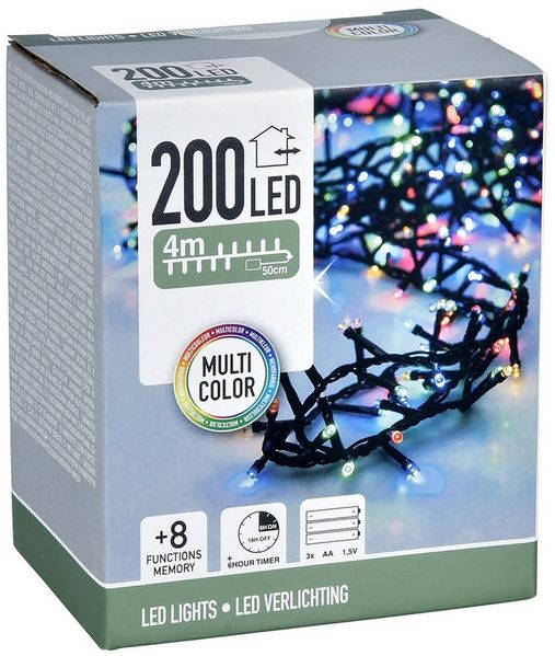 Spetebo LED-Lichterkette LED Lichterkette mit 8 Leuchtfunktionen, 200-flammig, Weihnachts Beleuchtung mit Speicherchip