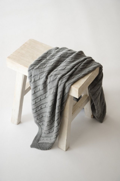 Kaiser 6521823 Cable Knitt - Babydecke Strick 100% Bio Baumwolle (KBA), atmungsaktive Babydecke, Neugeborene für den Sommer, Kinderwagendecke, Babyschalendecke, Fb. Light Grey