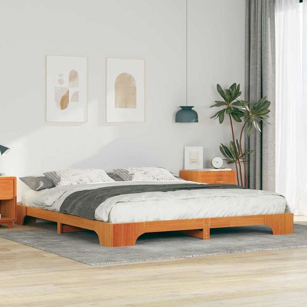 vidaXL Bettrahmen Braun 180 x 220 cm Massives Kiefernholz 872928