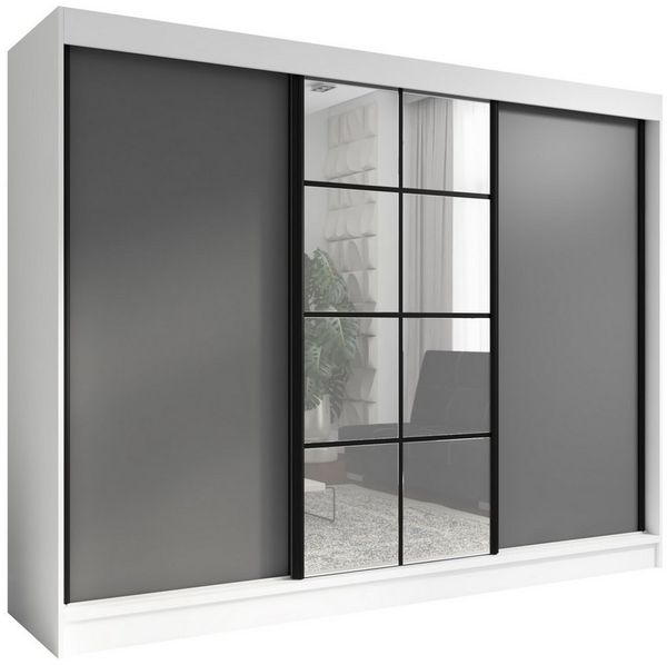 A&J MöbelLand GmbH Schiebetürenschrank ORAVIA mit Spiegel – Breite 200 cm (TOP PRODUKT! Wählen Sie das ideale Modell für Ihr Schlafzimmer! Breite: 200 cm, Höhe: 215 cm, Tiefe: 60 cm, Moderne Möbel mit funktionalem Design und hoher Verarbeitungsqualität...