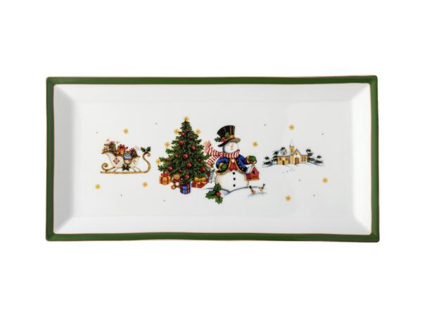 Hutschenreuther Platte eckig Happy Wintertime Green, Servierplatte, Porzellan, Mehrfarbig, 36 cm, 02488-727472-12936