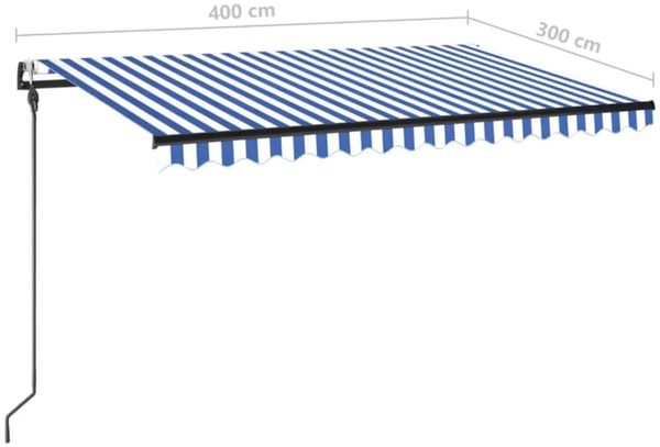 vidaXL Automatische Markise mit LED Windsensor 400x300 cm Blau Weiß 3069111 Bild 10
