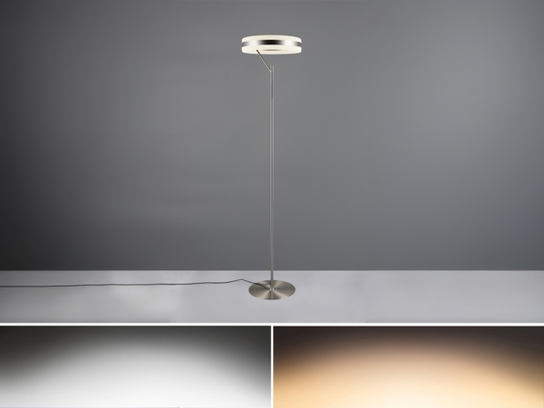 LED Stehlampe DIOS dimmbar, Lichttemperatur einstellbar, Silber, Höhe 180cm Bild 1