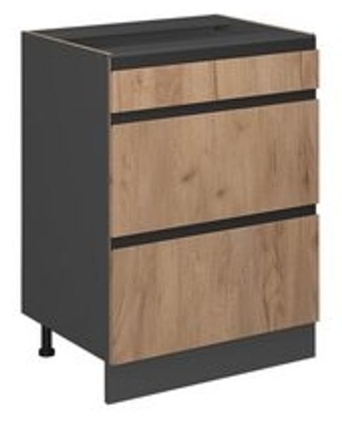 Küchenunterschrank R-Line Goldkraft Eiche 60 cm J-Shape, mit Schubladen, ohne Arbeitsplatte Vicco Bild 6