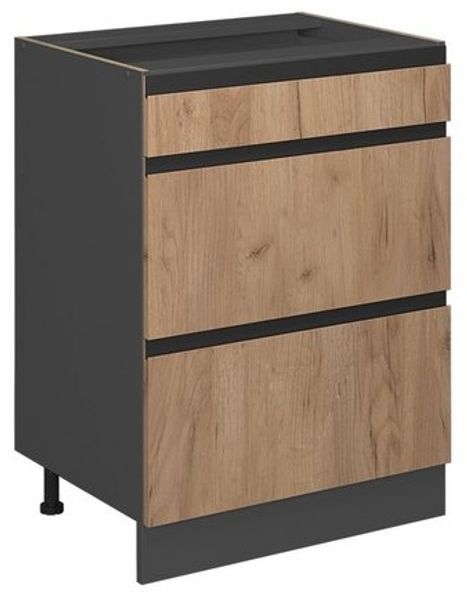 Küchenunterschrank R-Line Goldkraft Eiche 60 cm J-Shape, mit Schubladen, ohne Arbeitsplatte Vicco Bild 4