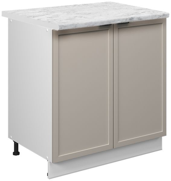 Spülenunterschrank Fame-Line GrauBeige 80 cm mit Regal, AP Marmor Vicco