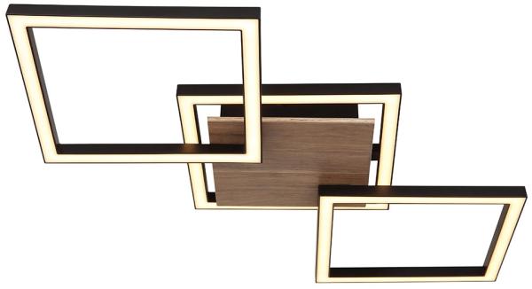 LED Deckenleuchte, Holzoptik, schwarz matt, L 63 cm