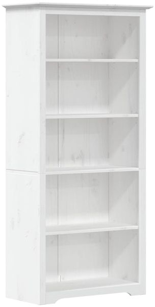 Bücherregal | Standregal 5 Fächer Weiß 82x40x173 cm Massivholz Kiefer