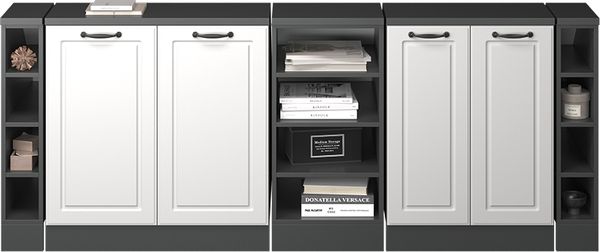 Küchenschrank für Dachschrägen R-Line Weiß Landhaus 210 cm 5er Set Schrankkorpuss 60 cm Tiefe Vicco Bild 5
