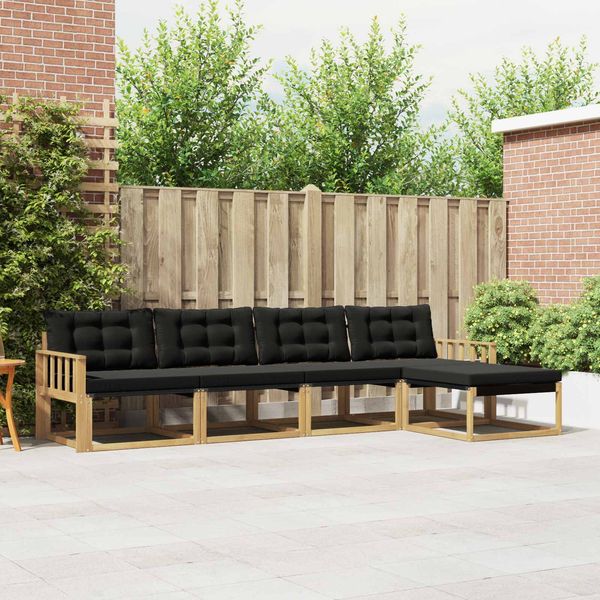 vidaXL Outdoor-Sofagarnitur mit Kissen 5 pcs Weiß und Schwarz 3388586