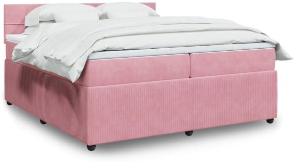 vidaXL Boxspringbett mit Matratze Rosa 200x200 cm Samt 3290135